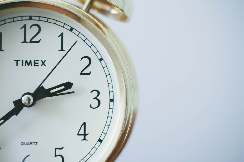 alarm clock displaying time