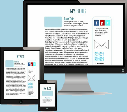 computer and tablet and phone showing blog designed with wordpress theme
