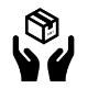 black and white icon with hands finding a product