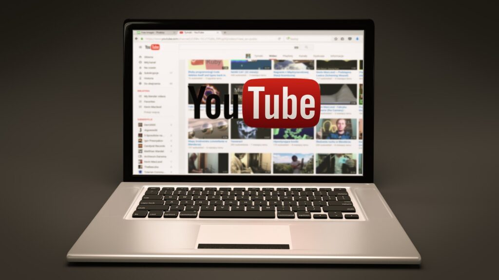 youtube channel displayed on laptop