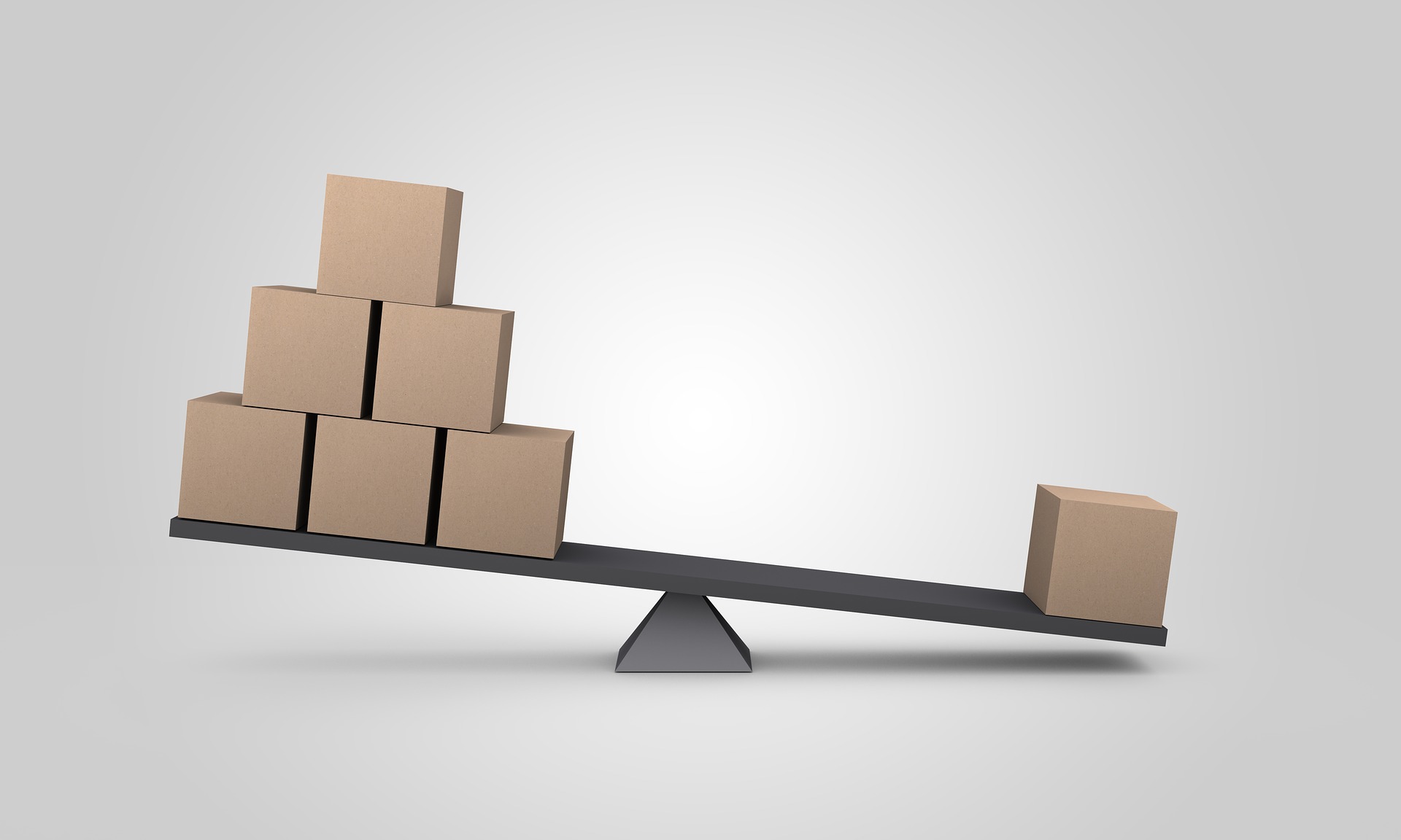 measure results with cardboard boxes on scales