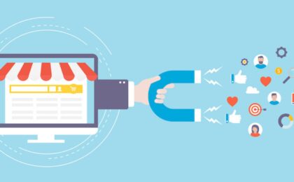 magnet attracting leads for product and services in an online shop displayed on a laptop