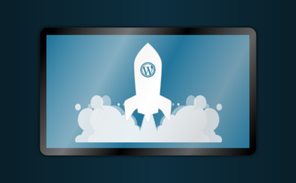 rocket with wordpress logo on it
