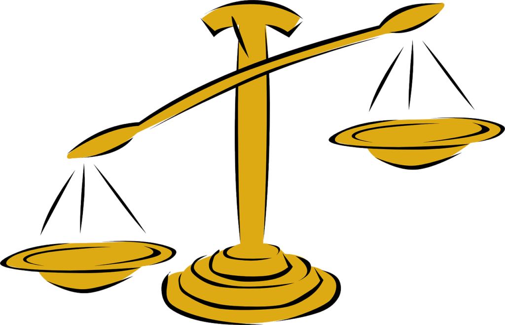 illustration of set of unbalanced scales