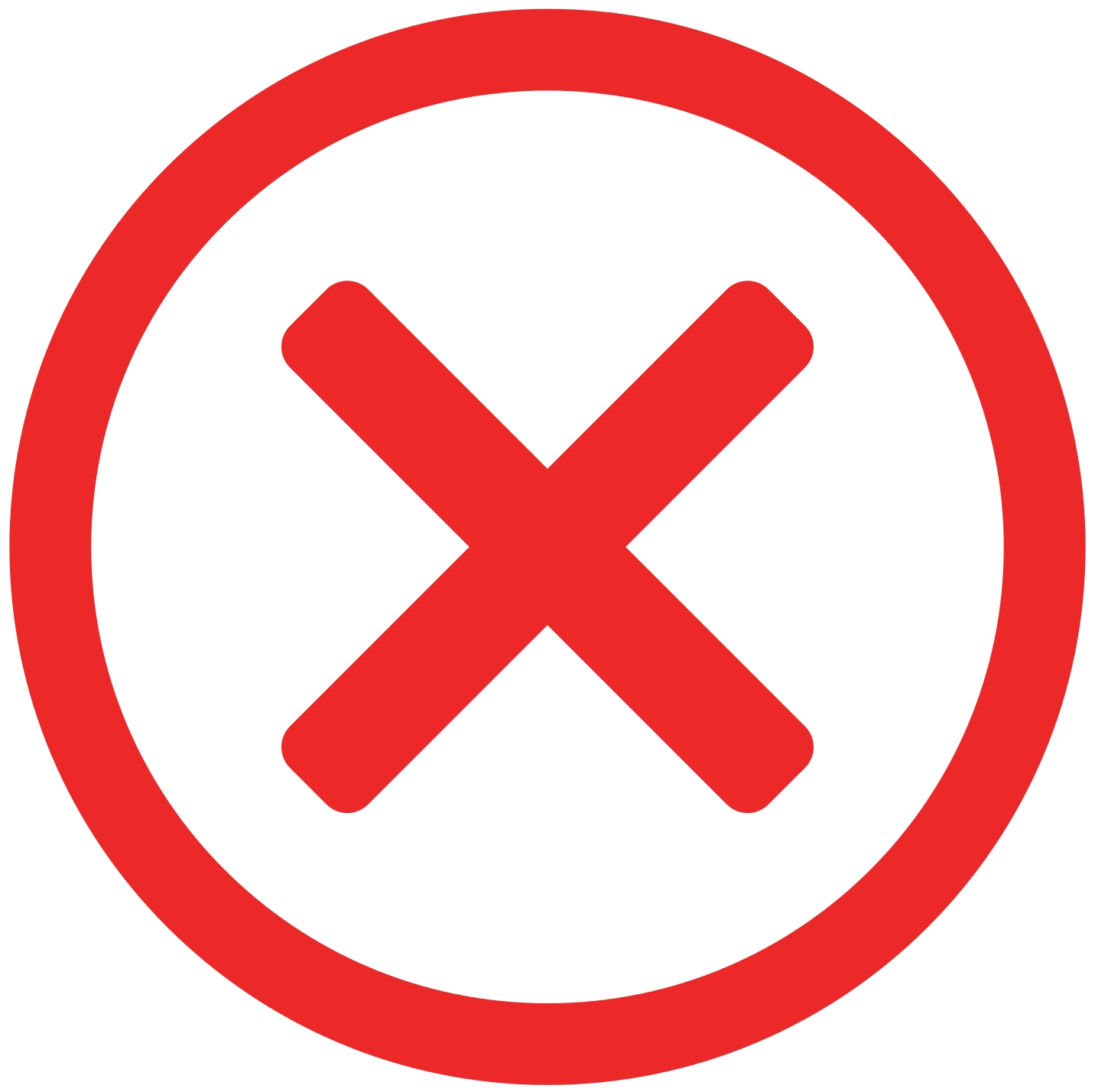 warning sign of a red cross within a red circle