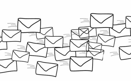 black and white image of evelopes signalling how to make money with email marketing