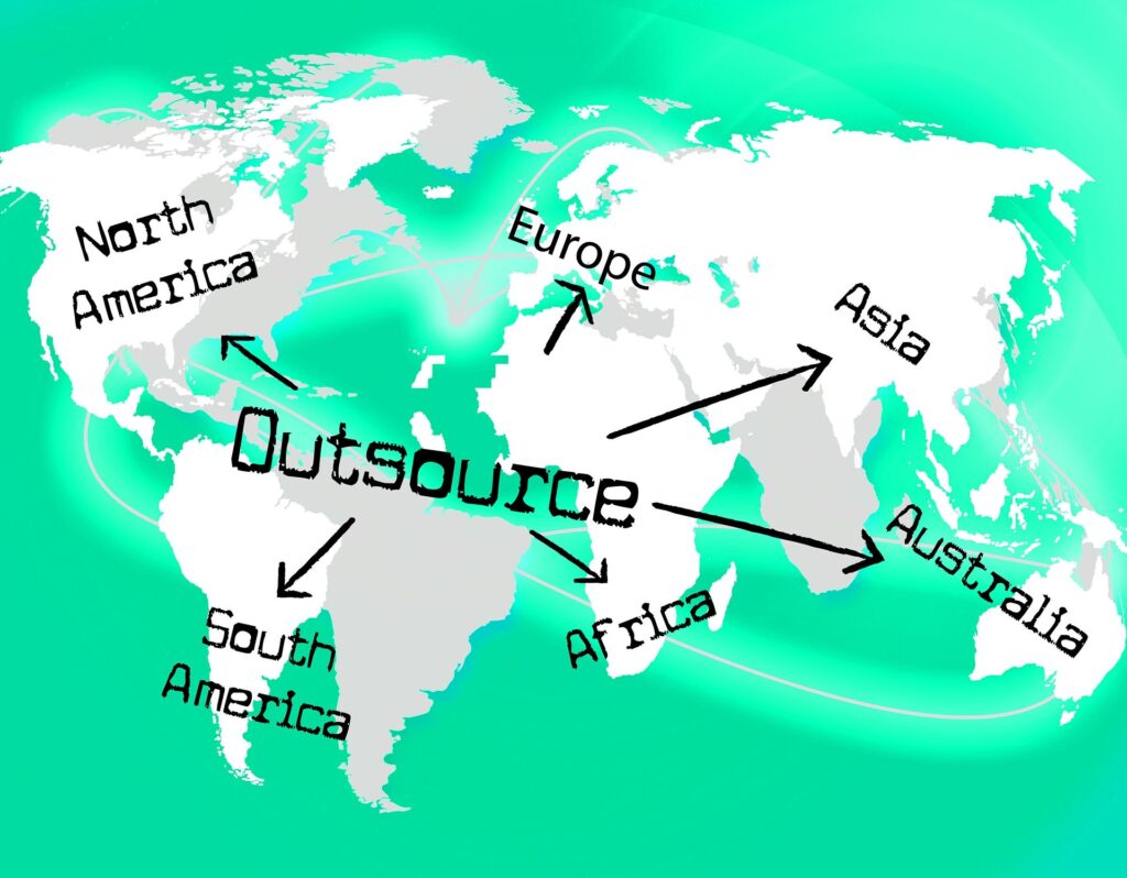 world map of places to hire outsourcers and build yourself a business