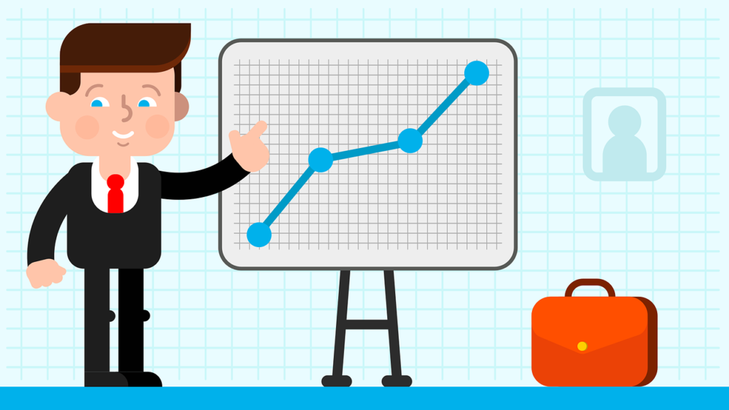 cartoon man showing graph of how to take advantage of niche markets