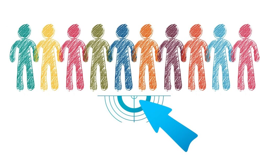 multi-coloured illustration of loyal following of targeted customers