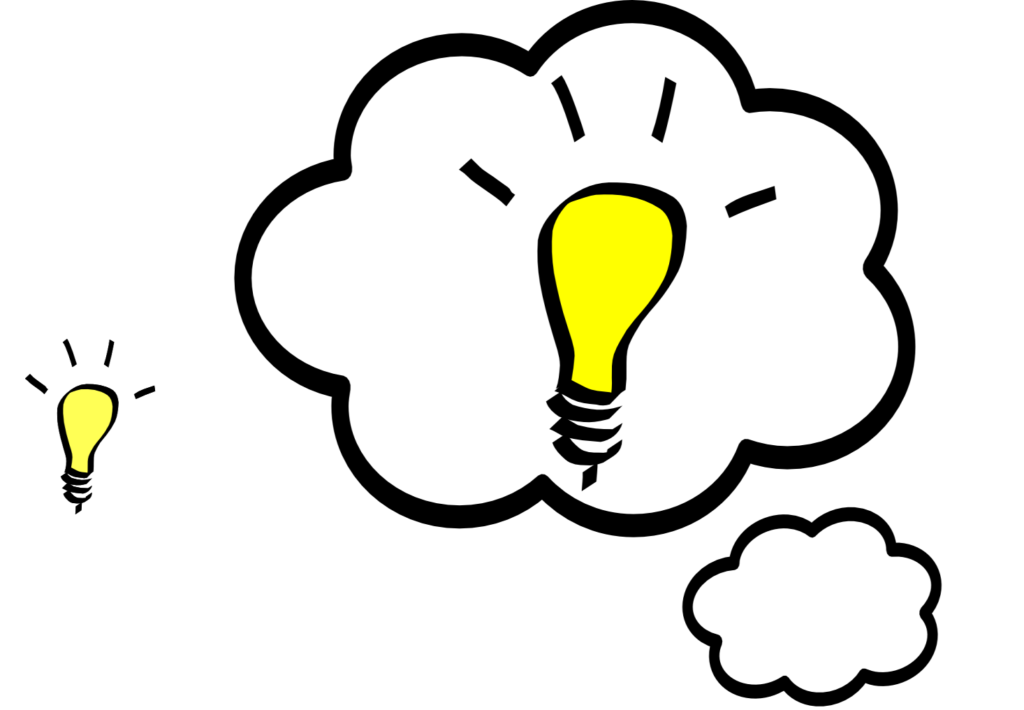 illustration of yellow lightbulb in cloud depicting ideas of how to grow your list with content curation and repurposing