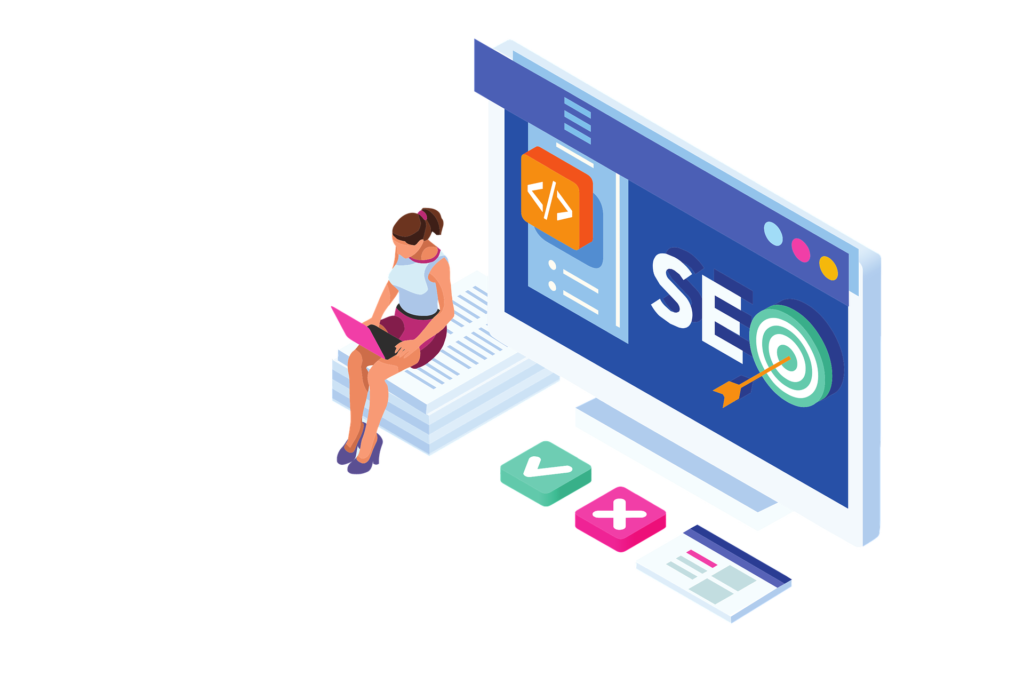 Graphic of a computer screen showing why SEO optimization is so important.